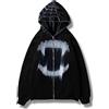 seiveini Felpa con Zip Y2K Donna Stampata Strass Scheletro Cardigan Giacca Sportiva Felpa Oversized a Maniche Lunghe da Donna Streetwear Vintage Giacca Hoodies A19 Nero XL