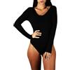 Clessidra Body Manica Lunga Donna in Cotone Elasticizzato Made in Italy E-1511 (4, Nero)