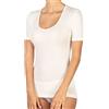 EGI Canotta donna 85% lana e 15% seta liscia manica corta Egi (5/L, Bianco Lana)