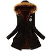 ShangSRS Cappotto Invernale da Donna Pelliccia Faux Giacca Parka con Cappuccio in Pelliccia Cardigan Lungo Elegante Trench Jacket Outwear (Nero, XL)