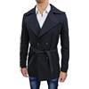 Evoga Trench soprabito uomo Sartoriale giacca giubbotto casual elegante (Nero, XS)