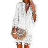 ORANDESIGNE Donna Abito A Maniche Lunghe Scollo a V Sciolto Vestito Estivo Boemia Vestito da Spiaggia Taglie Forti Nappa Mini Vestiti A Bianco 52