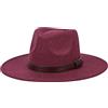 AIEOE - Cappello fedora, da uomo e donna, in feltro, cappello jazz, a tesa larga, regolabile, per autunno e inverno, cappello panama, Vino rosso, Taglia unica