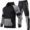 QWUVEDS Inverno moda uomo sport patchwork con una felpa con cappuccio in pile pantaloni tuta uomo, 0524A-grigio scuro, XXXL