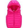 Cozomiz Giubbotto leggero con cappuccio da ragazza, giacca senza maniche, tasca con cerniera, Hot Pink, 10-11 Anni