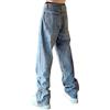 ORANDESIGNE Jeans Baggy da Uomo Stampati Jeans Hip Hop Jeans Y2K a Gamba Dritta Pantaloni in Denim Lavato Vintage Pantaloni da Skateboard per Ragazzi Adolescenti Streetwear E Blu L