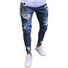Onsoyours Jeans da Uomo Pantaloni Distrutto Pantaloni Denim Moda Casual Skinny Strappati Pants Jeans con Tasche C Blu L