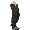 FANSU Pantaloni Uomo Tasche Laterali Militare Invernali, Tasconi Larghi Pantaloni Militare Elasticizzati Trekking Baggy Slim Lunghi Classici Casual Calzoni (Verde,XXL)