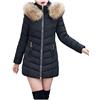 Lulupi Piumino con Cappuccio Donna con Pelliccia Invernale Cappotto Imbottito con Zip E Tasche Caldo Leggero Giacca Elegante Vintage Parka Giubbino Coat Casual