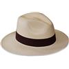 Tumia LAC - Cappello Panama Fedora - Versione Non Arrotolabile - Naturale con Banda Marrone - 58cm