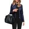 YAOTT Giacca da Donna in Similpelle da Motocicletta Primaverile e Autunnale Giacca Casual Moda Blazer in Pelle PU Vintage Giubbotto Moto Cappotto Corto in Ecopelle con Cerniere Colore 7 XL