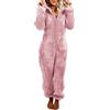 Onsoyours Pagliaccetto in Peluche da Donna Pigiama Intero Pile di Corallo Tuta Maniche Lunghe Tutina Cerniera Felpe con Cappuccio Indumenti da Notte Invernale A Verde S
