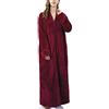 Onsoyours Vestaglia Pile Donna Uomo con Zip Flanella Coppia Invernale Lunga Accappatoi Elegante Morbidissimo Calda Lunga Felpata Pigiama da Notte A Vino Rosso L