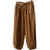 FTCayanz Pantaloni Donna Cotone Vita Elastica Velluto a Coste Pantaloni Ampia Leg Baggy Harem con Tasche Marrone XL