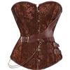 Josamogre Bustier Corsetto Donna Steampunk Gotico in Pelle Top Taglie Forti Fantasy Barocco Pirata Costumi Marrone 5XL