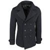 Evoga Cappotto Uomo Invernale Slim Fit Giacca soprabito Doppiopetto (XL, Nero)