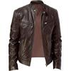 Kobilee Giacca In Pelle Uomo Slim Fit Invernale con Colletto Giacca Pelle Biker 4 Stagioni Giubbino Casual Bomber Giacca Moto Cerniera Classico Vintage Cappotto Giacca Militare Giubbotto
