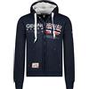 Geographical Norway Geo Norway GISLAND Men - Felpa con cappuccio e tasca a marsupio, da uomo, con logo da uomo, felpa con cappuccio, calda, maniche lunghe, con cappuccio, navy, M