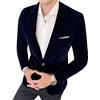 shownicer Abito da Uomo Casual in Velluto di Lusso da Uomo Slim Fit Stylish Blazer Coats Chic Jackets Giacca da Abito Formale Una Bottoni A Blu Navy L