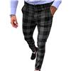 Modaworld Pantaloni a Quadri da Uomo Eleganti Pantaloni da Uomo Slim Fit Pantaloni Casual Estivi alla Moda Pantaloni in Cotone Slim Fit con Tasche Pantaloni