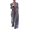 Onsoyours Tuta con Pantaloni Lungo Vestito Abito Cerimonia da Donna Elegante Casual Party D Bianco S