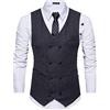 GUOCU Gilet Uomo Senza Maniche Scollo a V Doppiopetto Slim Fit Elegante Matrimonio Vintage Tweed Panciotto Casual Smanicato Risvolto Gilet da Abito da Uomo in Cotone Formale da Cerimonia Nuziale M