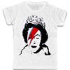 3stylercollection T-Shirt Uomo Bianca Elisabeth Queen - Fulmine Thunder Make-up - Regina Elisabetta - Rebel Rebel