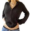 ORANDESIGNE Maglione Donna con Cappuccio Tasca Cerniera Maglione Manica Lunga Sexy Cardigan Maglione Corto Chiusura con Zip Cappotto Y2K Maglione Autunnale Invernale B Marrone L