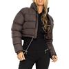 Geagodelia Cappotto Corto da Donna Invernale Caldo Giacca Imbottita con Zip Stile Semplice Elegante Capispalla con Cerniera Piumino Invernale (Marrone, M)