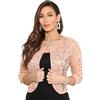 KRISP® Coprispalle Blazer Bolero Cardigan da Donna con Manica a 3/4 in Pizzo Elegante Festa Matrimonio Chic Economico, Rosa, 40, 3918-PNK-08