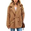 Onsoyours Giacca Donna con Cappuccio Maglione Donna E Giacca Tascabile Solido Oversized Zip Giù Outwear Cardigan Cappotto Lanuginoso Giubbotto Cammello S