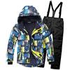 SXSHUN Raggazo Tuta da Sci 5000mm Antivento e Impermeabile Tuta da Neve Giacca Soft Shell + Salopette Snowboarding Sport Invernali, Pantaloni Blu, 5-7 Anni (122/128)