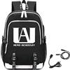 LKY STAR My Hero Academia Merch Uomo Donna Zaini Casual con Caricatore USB Presa per Le Cuffie Ragazze Ragazzi Zaino Backpack