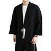 Daoba Uomo Cardigan Kimono Camicia Giapponese Casual Loose Giacche Lino Cappotto Corto