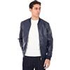 Ciabalù Giubbotto Uomo College in Eco Pelle Giubbino Biker Simil Pelle Slim Fit (L, Blu)
