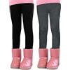 Kiench Leggings Invernali Bambina Pantaloni Felpati Cotone Lunghi Pacco da 2 Nero & Grigio Scuro EU 164/13-14 Anni, Etichetta 180