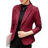 Qichenx Donna Elegante Manica Lunga Colletto Cappotto Ufficio Business Blazer Top Gilet Corto Carriera Giacca Cardigan (Bordeaux, 3XL)