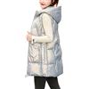 GUOCU Gilet con Cappuccio Donna Lungo Cappotto Piumino Senza Maniche Gilet Trapuntato Autunno Invernali Eleganti Smanicato Piumino Giacca Piumino con Cerniera Senza Maniche Imbottito Giacche Grigio 3XL