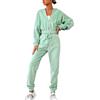 Minetom Tuta Donna Velluto Tute da Ginnastica Invernale 2 Pezzi Felpa con Zip Completi Jogging Sportivi Giacca con Cappuccio e Pantaloni Z2 Verde XS