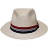 Borges & Scott Cappello Panama Teardrop - Naturale con Nastro Rosso, Bianco e Blu Antico - 61cm