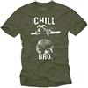 MAKAYA Maglietta Chill Bro - T-Shirt Swag Uomo Bradipo Verde XXL