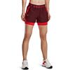 Under Armour Pantaloncini da Donna UA Play Up 2 in 1, Rosso Castagno, S