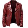 WFEI Giacca da Uomo Molla Autunno Uomo Streetwear PU Giacca in Pelle Mens Zipper Hip Hop Coat Cappotto da Uomo Maschile Giacche in Ecopelle in Ecopelle,Rosso,XL