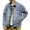 Tomwell Giacca di Jeans Uomo Giacca Classica Giubbotto da Lavoro Casual Cappotto Antivento Giaccone Leggera Uomo Oversized Trucker Giacca in Jeans Uomo C Blu XL