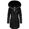 Navahoo Tiniis - Cappotto invernale da donna con cappuccio rimovibile, con borsa in tessuto, XS-XXL, Nero , XL