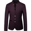 Qinvern Giacca da uomo con colletto alla coreana in tinta unita temperamento tinta unita Giacca comoda casual versatile semplice e sottile con bottoni 3XL