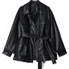WHZXYDN Giacca da Moto in Pelle da Donna con Clip Overcome, Medio-Lunga, Oversize, Ampia, Oversize