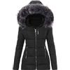 Onsoyours Giacca Invernale Donna Caldo Antivento Parka Cappotto con Cappuccio in Pelliccia Felpa Outwear Slim Fit Giubbotto Outdoor A Nero S