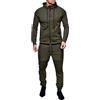 Oanviso Tuta da Ginnastica Uomo 2 Pezzi Tuta Sportiva Casual Zip Felpa con Cappuccio e Pantaloni Della Tuta Moda Plissettato Elementi Tasca con Cerniera Tuta Sportiva All'aperto A Verde Militare XXL