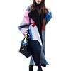 WHZXYDN, Autunno e Inverno Moda Colore Abbinato Bavero Stampa Digitale Giacca Cappotto di Lana Double Face Donna, XL